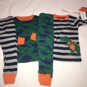 NWT carters dinosaur pajamas 4pc 2t fall winter
